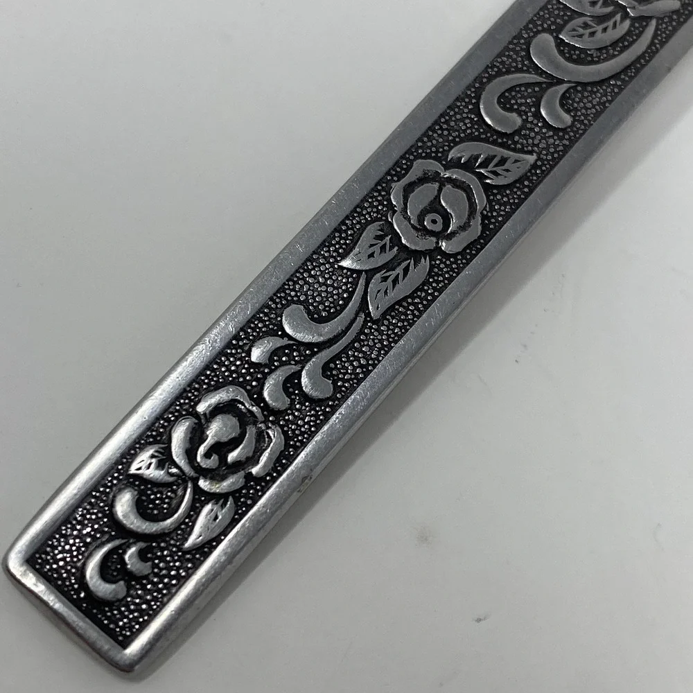 Vtg Nasco Stainless Davao flatware Rose Floral Stainless Steel Japan